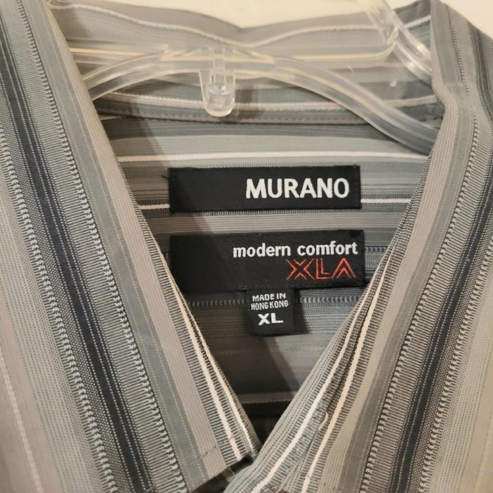 Murano Modern Comfort Striped Men's Dress Shirt Size XL